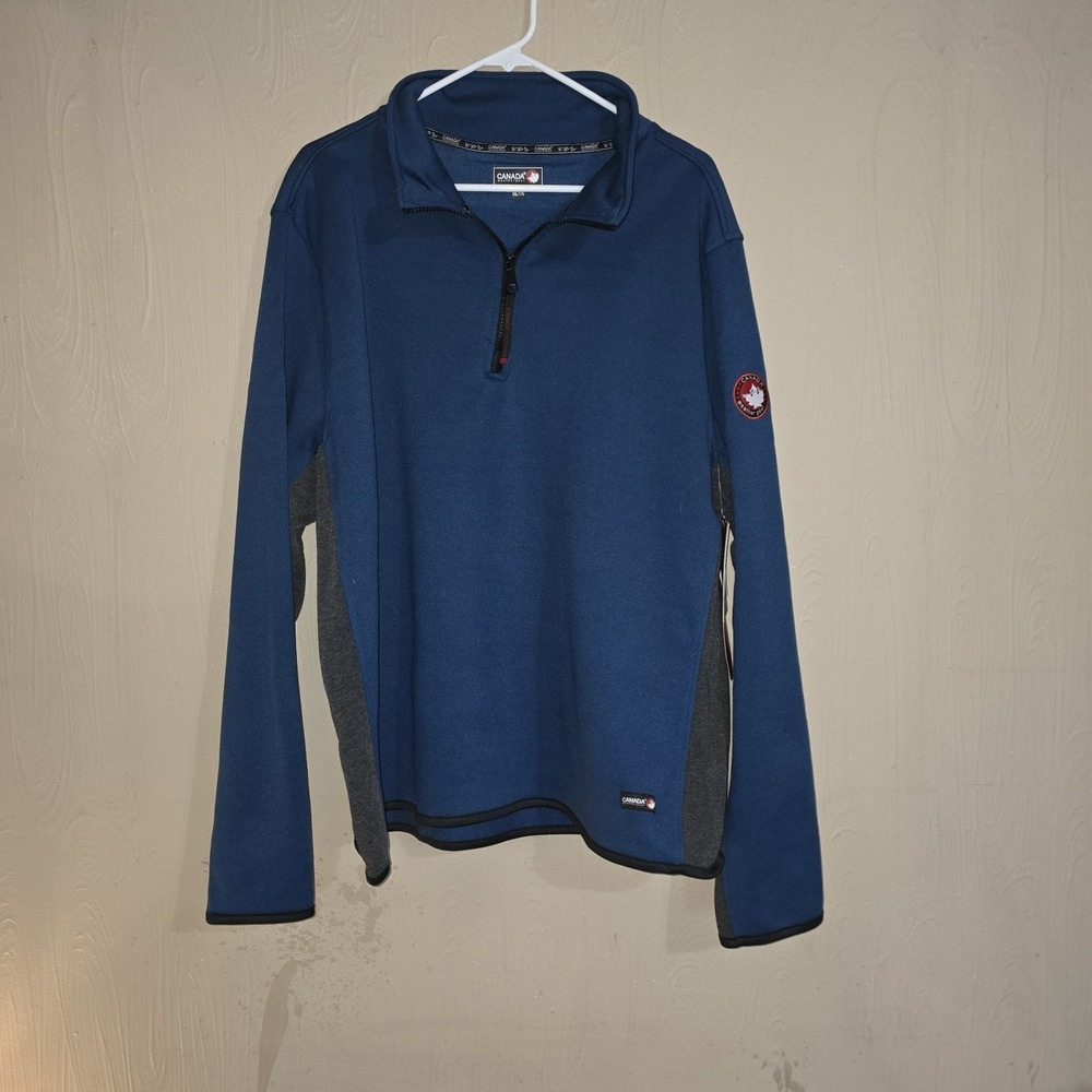 NWT MENS Canada Weathergear BLUE Black 1/4 Zip Pullover Mock Neck Heritage XXL - Picture 2 of 9